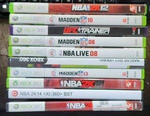 Lotto 10 giochi sportivi Xbox 360 CIB stivali puliti testati, NBA 2k, Madden, NASCAR altri - Foto 1 di 12