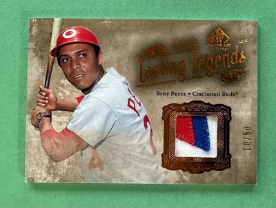 Tony Perez 2005 SP Legendary Cuts Lasting Legends GAME USED 3 COLOR PATCH /50 - Image 1 of 2