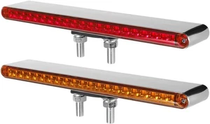 Partsam 2Pcs 12" Red/Amber LED Combo Double Face Truck Semi Trailer Light Bars 2 - Picture 1 of 7