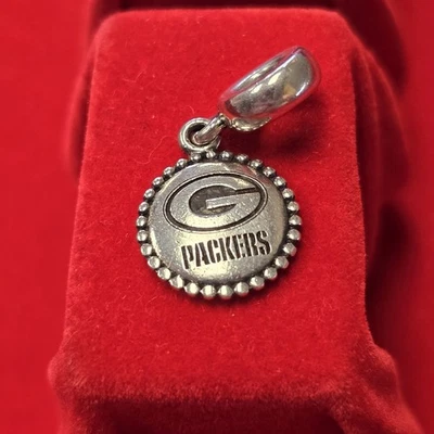 Authentic Pandora Green Bay Packers NFL Football Dangle Logo Charm Retired Rare - Image 1 of 3
