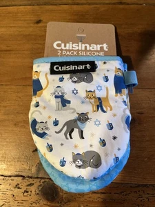 Hanukkah Cat Cuisinart Mini Oven Mitts / Cuisinart / Silicone / two pack - Picture 1 of 6