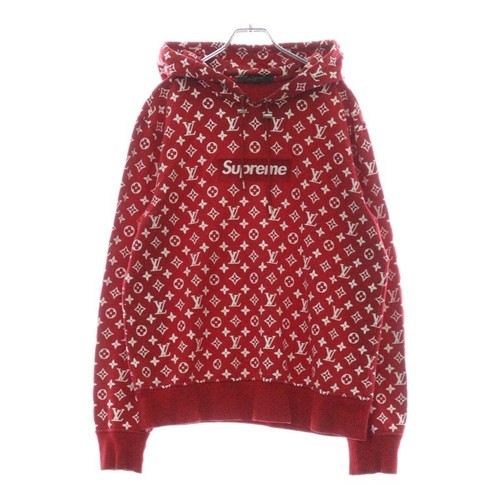 Felpa con cappuccio SUPREME 17AW LV Box logo modello monogramma rossa usata 62d5