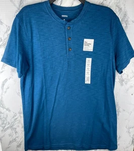 Sonoma Herren Henley Hemd Blau Kurzarm M 100% Baumwolle - Bild 1 von 9