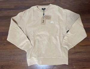 STÜSSY STOCK LOGO CREWNECK BEIGE SWEATSHIRT Men’s Size XL Brand New - Picture 1 of 8