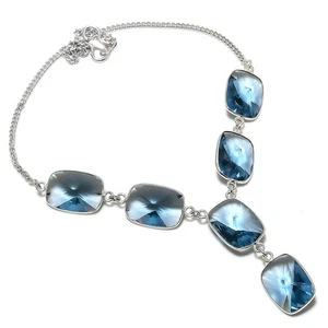 Tansanit Quarz Edelstein 925 Sterlingsilber Schmuck Halskette 18" X-Mas Geschenk z3 - Bild 1 von 3