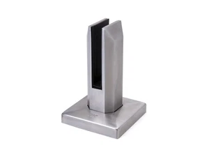 Frameless Fence Clamps Square Surface Mount for 3/8" - 9/16" Glass - Brushed S - Picture 1 of 4