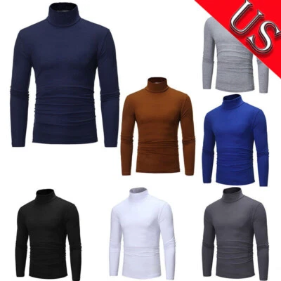 Men's Turtleneck T-Shirt Slim Fit Long Sleeve Basic Pullover Undershirt Shirt - Image 1 of 4