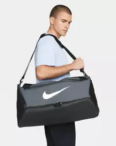 Nike Brasilia 9.5 Training Duffel Bag Mens Grey Medium Size 60 Litre Sportswear - Picture 1 of 5