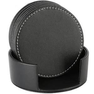 Posavasos de cuero para bebidas (paquete de 6), juego de posavasos duraderos hechos a mano con Ho - Imagen 1 de 8