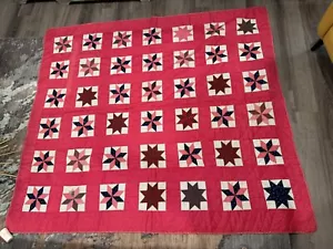 "Antiguo edredón LeMoyne Star Block - estrella de 8 puntos ~ 80"" x 70" - Imagen 1 de 20