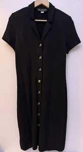 St. John Collection Short Sleeve Santana Knit Button-Up Shirt Dress Sz 4 - Picture 1 of 5