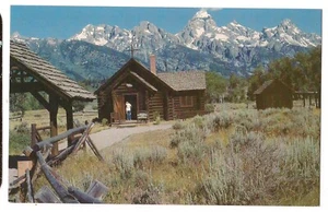 Grand Teton Nt'l Park KAPELLE der VERKLÄRUNG Elch Wyoming Postkarte WY  - Bild 1 von 2