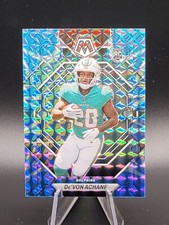 2023 Mosaic Devon Achane Rookie Rc Blue Reactive Prizm Holo Card Dolphins
