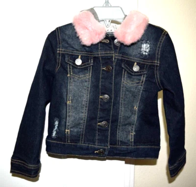 Chaqueta vaquera Epic Threads para niña rosa cuello de piel sintética 3T Foto 1 de 4