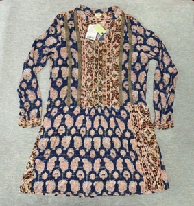 TINY Anthropologie Dress Womens Large Shirt Dress Top Peasant Floral Boho Mini - Picture 1 of 13