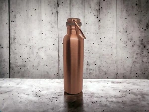 Copper Water Bottle 500ml with Handle | Handmade Ayurveda Yoga Health Benefits - Picture 1 of 3