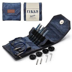 Lykke ::3.5" Indigo Interchangeable Needle Starter Set:: Azure Fabric Case - Picture 1 of 4