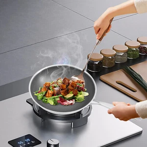 Stainless Steel Honeycomb Wok, Stainless Steel Cooking Frying Pan, Stir-fry Pan - Picture 1 of 19
