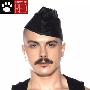 Prowler RED Triangle Cap Black SMALL Leather Retro Military Look - Picture 1 of 4