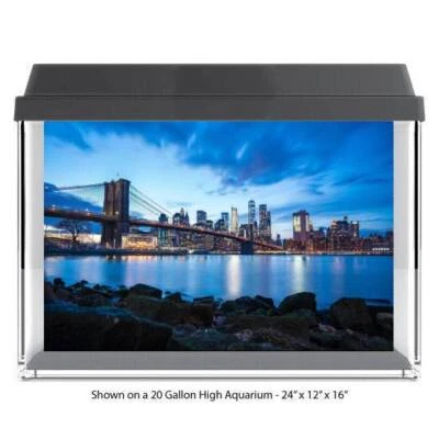 RIPPER GRAPHICS New York Brooklyn Bridge Polyester Fish Tank Glass Back Drop Aquarium Background