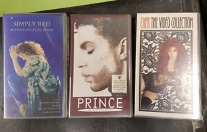 Vintage Music VHS bundle x 3 untested tapes: Simply Red, Prince, Cher