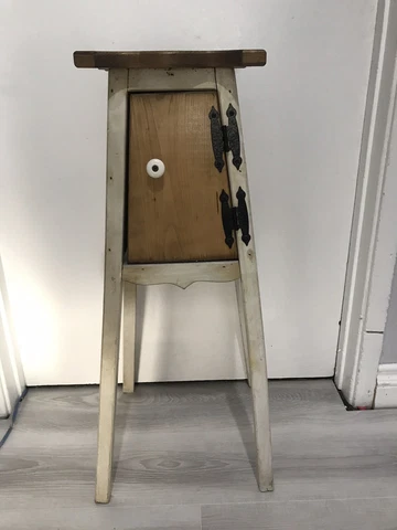 Custom Made Wood Nightstand Antique with Door Compartment Bedroom Bathroom Cover