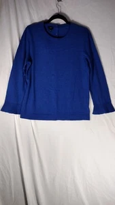 Maglione Talbots Maglia Blu Miscela Lana d'Agnello Maniche Lunghe Donna Large Petite - Foto 1 di 6