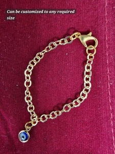 18K Gold Plated 3.5MM Baby and Adult evil eye protection and good luck bracelet - Picture 1 of 7
