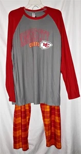 Mens Kansas Chiefs Pajama Set Plaid Red Yellow Gray Long Sleeve Size XL NWT - Picture 1 of 7