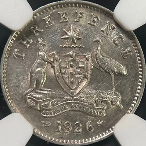 AUSTRALIA. 1926, Threepence, Silver - NGC MS61 - KGV, 3 Pence - Picture 1 of 6
