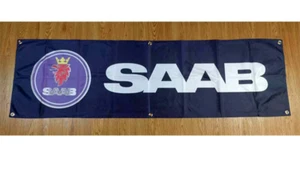 Saab Banner Flag Garage Scania Trucks Car Parts 3x5ft Retro Sweden Shop Logo Usa - Picture 1 of 5