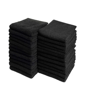 Salon Towels 100% Cotton Towel Pack Of 6 Black Spa Towel in 16x27 inches. - Picture 1 of 8