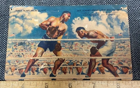 1919 July 4th Jack Dempsey Knocks Out Jess Willard Unused Postcard 22123 Cover