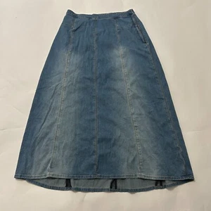 Soft Surroundings Denim Skirt Womens sz Medium Tall Blue Jean Maxi Western 43636 - Picture 1 of 14