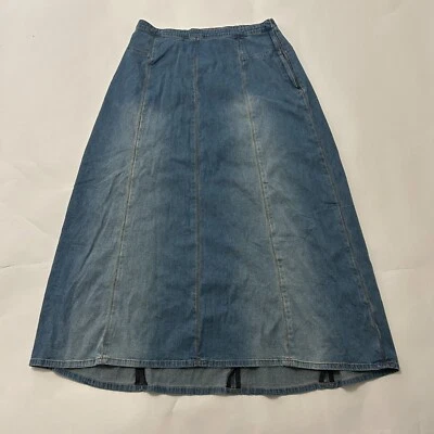 Falda vaquera Soft Surroundings para mujer talla M alta azul Jean Maxi Western 43636 Foto 1 de 4