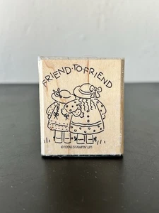Stampin' Up! Friend To Friend 2 Girls Friends 2”x 2.25” Retired 1996 - Picture 1 of 2
