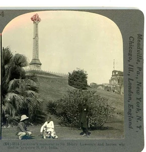 Memoriale di Sir Henry Lawrence Lucknow India Stereoview - Foto 1 di 3