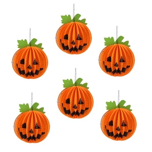 6 Pezzi Jack-o-lantern Lanterne di Carta Zucca Decorazione Festa Halloween - Foto 1 di 4