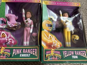 1994 Bandai Mighty Morphin Power Rangers 9" pink gelb Rein Kimberly Trini Set - Bild 1 von 11