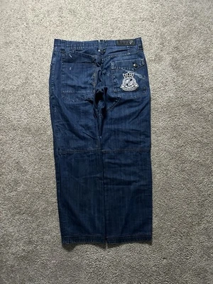 Y2k Vintage holgado negro pierna ancha bordado skater jeans talla 38 Foto 1 de 4