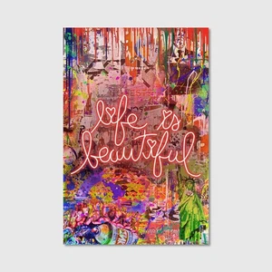 Life is Beautiful Grafftti Stret Art Wandbild Canvas Leinwand Poster Acrylglas - Bild 1 von 5