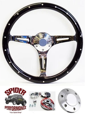 1970-1980 Ford wood steering wood wheel 14" BLACK WIDOW - Image 1 of 4
