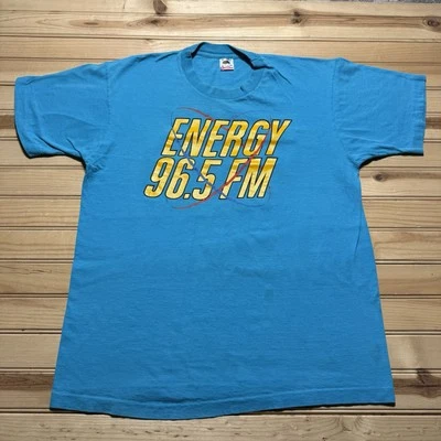 Camisa De Colección Años 80 96.5 Radio FM ENERGÍA Houston Texas Desteñida Energizada Talla - XL Foto 1 de 4
