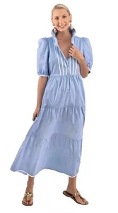 Nuevo con etiquetas Vestido de Algodón Gretchen Scott S Ric Rac Roc Midi Maxi Cottagecore Vacaciones - Imagen 1 de 14