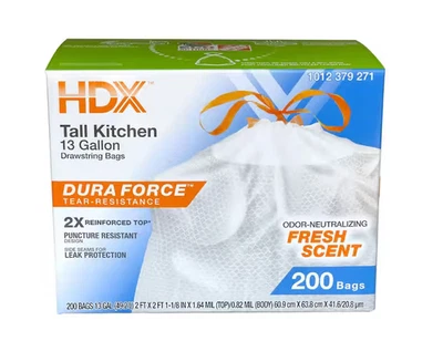 Bolsas de cocina con cordón de aroma fresco de 13 galones, reforzadas, 200 unidades Foto 1 de 3