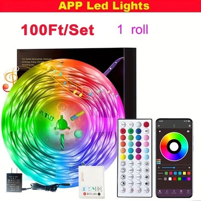 1-5PCS LED Strip Lights Music Sync Bluetooth RGB Room TV Party Light with Remote - Image 1 of 4
