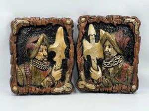 Vintage Homco Spanish Conquistador Soldiers Wall Art Plaques 3D Faux Wood 11x14 - Picture 1 of 8