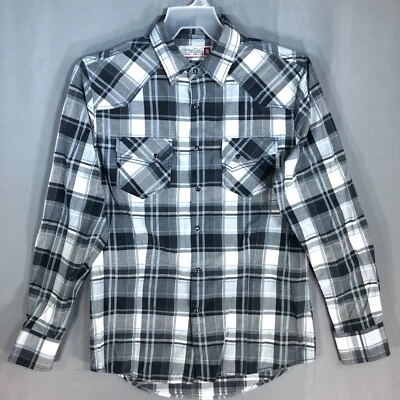 Soveriegn Code Arthur Mens Shirt Small Gray Plaid Check Snap Button Long Sleeves - Image 1 of 4