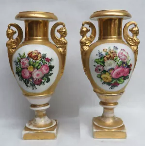 HERMOSO PAR DE JARRONES DE ORO FLORALES DE 12 3/4" DE COLECCIÓN BODEGONES - Imagen 1 de 8