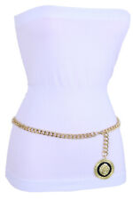 Women Fashion Gold Metal Chain Thin Waisted Party Belt Lion Charm Size XS S M